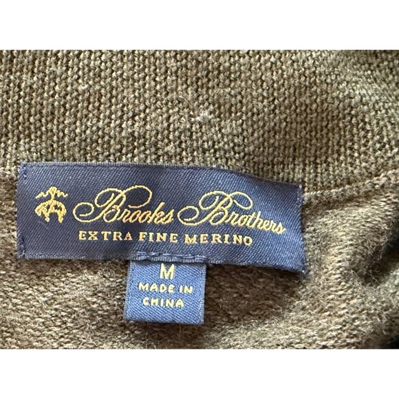 Brooks Brothers Olive Green Merino Wool Half-Zip Sweater M - Picture 3 of 6